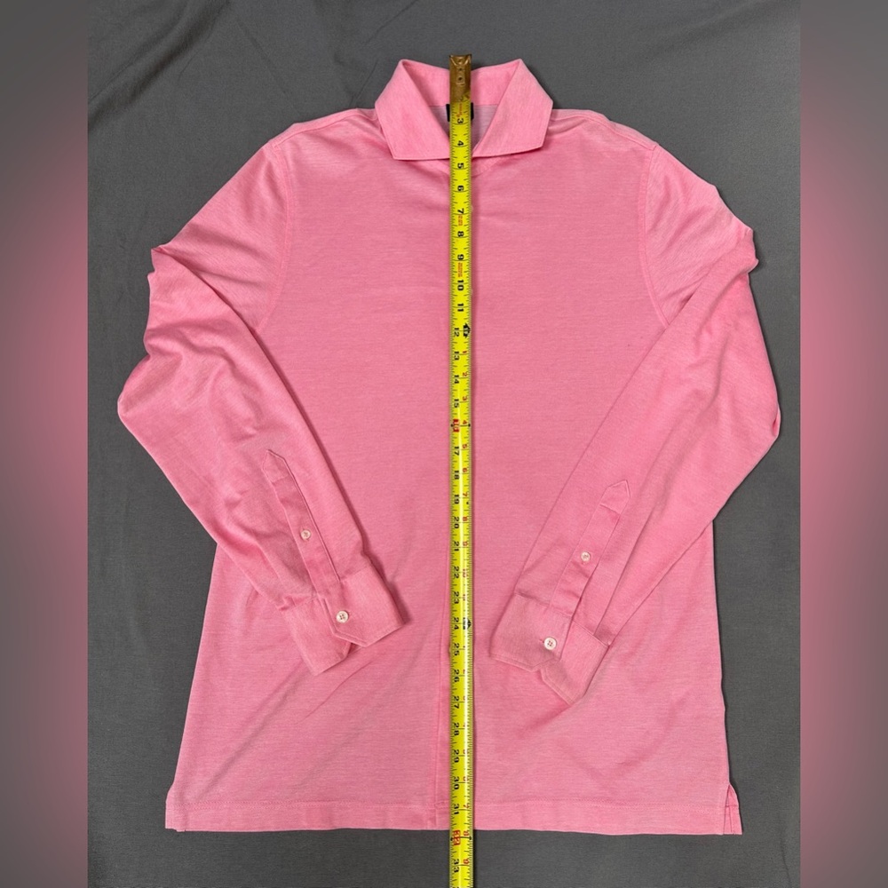 Boggi Milano Pink Filo di Scozia 100% Cotton Knit Button Front Polo Men’s Large - Picture 3 of 8